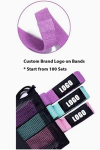 Ensemble de 3 bandes de résistance longues – Bandes en tissu élastique pour la maison, la salle de sport, le fitness, le crossfit et l'entraînement musculaire (logo personnalisé) - Product Image 6