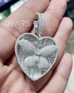 Pendentif Cœur Moissanite Iced Out en Argent 925, Pendentif Papillon Sertie de Diamants, Breloques Personnalisées, Cadeaux pour Elle - Product Image 2