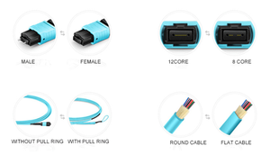 Cable de datos de fibra óptica <span class=keywords><strong>TTI</strong></span> Aqua con certificación ISO9001, revestimiento LSZH, 3M, 8, 12, 24 núcleos, OM3, MPO, MTP, cable de conexión de alta densidad para interiores y exteriores - Product Image 5