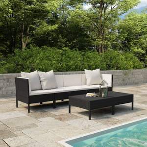 Ensemble de meubles de jardin en rotin PE noir de 27,2 pouces avec sièges confortables pour de nombreux invités - Product Image 1
