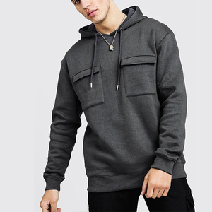 Sweat-shirt à capuche pour homme, couleur unie, demi-zippé, manches longues, grande taille, personnalisé, vêtements de course et de jogging - Product Image 2