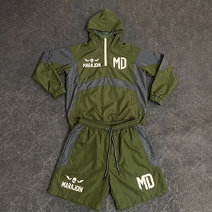 <b>Men's</b> Winter Casual Windbreaker Shorts <b>Jacket</b> Tracksuit Reflective Zip Quick Dry Polyester/Cotton Two Piece Short Set Customized - Product Image 2