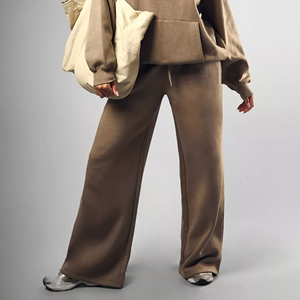 Pantalon de jogging décontracté pour femme, en molleton tricoté, coupe droite, brodé, style streetwear, avec cordon de serrage - Product Image 4