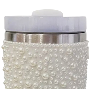 Pink Green white Pearl Studded Tumbler Insulated Stainless Steel Travel <b>Cup</b> <b>with</b> Lid Reusable Vacuum Drink Mug Stylish <b>Cold</b> Hot - Product Image 5