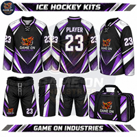 Tenue de sport professionnelle pour équipes, maillot de hockey sur glace et pantalon de protection personnalisés avec logo, kit complet, fournisseur en gros