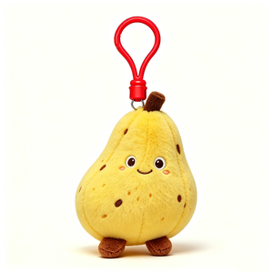 Llavero de peluche de pera, lindo colgante de pera amarilla sonriente, clip de peluche kawaii para bolso, mini juguete de pera de peluche antropomórfico - Product Image 1