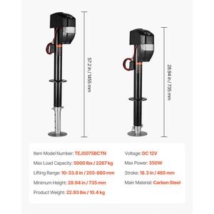 Martinetto Elettrico per Rimorchio da 5000 Libbre con Connettore a 2 Vie, Telecomando e Manovella per Rimorchi e Carrelli Utilitari - Product Image 4