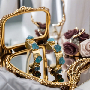 Pendientes de latón de 2 micrones para mujeres y niñas, lote de Aguamarina cruda Natural, joyería hecha a mano, pendientes de moda, pendientes de latón - Product Image 1