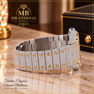 Montre en diamant MB ETERNAL JEWELS unisexe, analogique, quartz, boîtier carré en alliage 41 mm, cadran en verre, boucle à fermoir en moissanite, luxe - Product Image 4