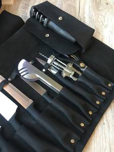 Ensemble de couteaux portables classiques en cuir véritable de haute qualité et durable, 4-6 compartiments, léger pour la protection des couteaux, LKR-0383 - Product Image 2