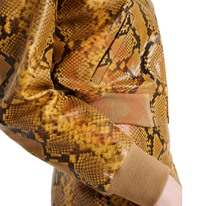 Blouson Bomber en Cuir Imprimé Serpent pour Femme, Court, à Fermeture Éclair, Col Montant, Manches Longues, Motif Tissé, Style Animalier, Automne - Product Image 5