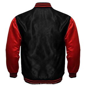 Chaqueta Bomber de béisbol de satén Reversible de diseño personalizado para hombres estudiantes American Varsity Letterman College Sports Wear Woven - Product Image 4