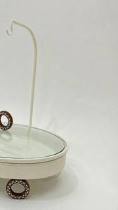 Modern Shafing <b>Dish</b> <b>With</b> Hanging <b>Glass</b> <b>Lid</b> Wooden Mop Wheels Food Display Stand for Middle East Wedding & Events Dessert Server - Product Image 6