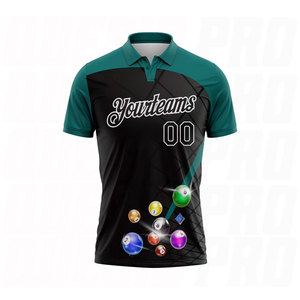 .Custom Black Teal White Billiard Balls Performance Polo Shirt Sublimation Custom Logo Team Polo Golf <b>Bowling</b> Snooker Billiards - Product Image 2
