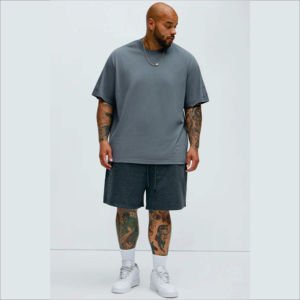 Camiseta de algodón para hombre al por mayor de fábrica, cuello grueso, en stock, con caja blanca sólida, camiseta lisa negra de corte holgado con estampado de letras - Product Image 6