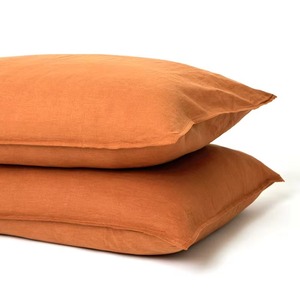 Solid Rust <b>Orange</b> Square Linen Cushion Cover Breathable Woven <b>Pillow</b> Case for Home - Product Image 1