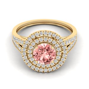 Anillo REYES Solitaire con Gema de Morganita de Corte Redondo de 1.3Ct y Diamantes Naturales en Oro Blanco de 14K, Joyería Fina al por Mayor para Mujer - Product Image 6