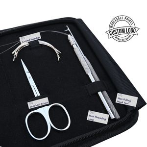 Nouveau kit d'outils pour extensions capillaires : Pince à sertir 3 trous, Pince de retrait MicroLink, Crochet de tirage, Boucle de mise en fil, Mini ciseaux, Aiguille courbée - Product Image 4