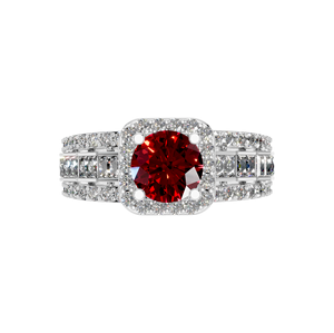 Elegante anillo de bodas de lujo de plata 925 Rubí natural Baguette Diamante Chapado en oro blanco Piedra preciosa roja Estilo clásico Certificado IGI - Product Image 3