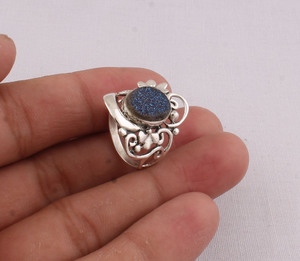 Wholesale Natural Druzy <b>Quartz</b> <b>Ring</b> 925 Sterling Silver Sparkly Geode Gemstone <b>Ring</b> Handmade Vintage Statement <b>Rings</b> for Women - Product Image 6