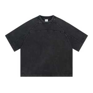 Custom Eco-Friendly Knitted Oversized Vintage Acid Wash Premium Heavyweight Cotton <b>Raglan</b> Short <b>Sleeve</b> <b>T</b>-<b>Shirt</b> - Product Image 4