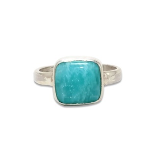 925 Sterling <b>Silver</b> Oval Amazonite Gemstone <b>Ring</b> Natural Blue Stone Cabochon <b>Statement</b> <b>Ring</b> Fine Jewelry - Product Image 4