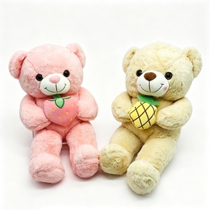 Ours rose personnalisé avec peluche fraise, ensemble de 2 ours en peluche fruits, ours beige avec peluche ananas - Product Image 3