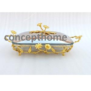 Plat de service en métal doré poli de style occidental pour les tables de mariage et d'hôtel les plus vendues, pots décoratifs, logo personnalisable, style occidental accepté - Product Image 2