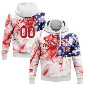 <b>Men's</b> Hooded Sweatshirt American Flag Print Custom Name Number Casual Autumn Wear Pocket Design Regular Fit 100% Polyester - Product Image 1