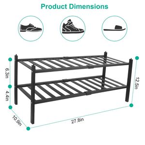 Scarpiera a 2 livelli in bambù, autoportante, piccola, impilabile, per ingresso, armadio, camera da letto, bagno, scaffale porta scarpe LI - Product Image 6