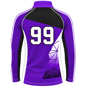 Purple Black Quarter Zip Training <b>Jacket</b> Long Sleeve Athletic Sportswear Custom Team <b>Workout</b> Running Performance Sports Top - Product Image 2