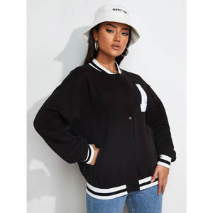 Chaqueta Varsity de Invierno para Mujer, Talla Europea, de Algodón, Corta, Transpirable, con Cuello Alto y Botón, Manga Larga - Product Image 5