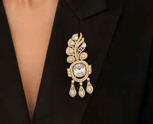 Collier pendentif broche de luxe en diamant de laboratoire non taillé pour femme, convertible en broche et pendentif, bijou de déclaration nuptial - Product Image 6