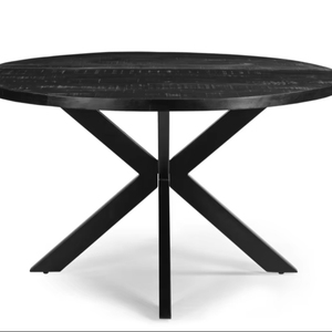 Folding <b>Dining</b> <b>Table</b> X leg Round Shape Black Home Furniture - Product Image 1