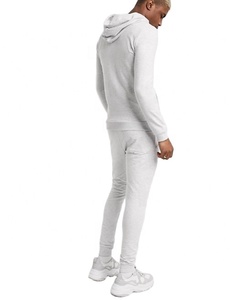 New Arrival OEM Plain Gym Slim Fit Tracksuit With Drawstring Hoodie Men's Plain Cotton Sweat Suit - Product Image 1