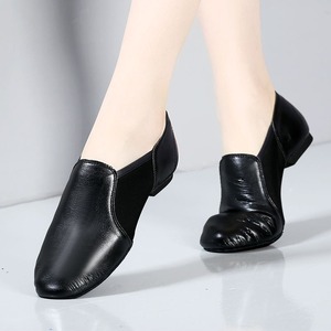 Chaussures de jazz unisexes en cuir véritable noir, baskets souples de gymnastique et de danse avec fonction Slip-On pour filles - Product Image 3
