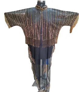 Abaya de soirée islamique musulmane élégante vintage grande taille pour femme avec robe et veste à 2 couches pour les occasions de fête - Product Image 1