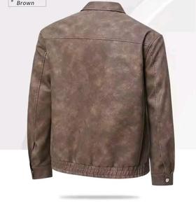 Veste en cuir pour homme 100% cuir véritable, nouvelle mode, style vintage embossé, automne - Product Image 2