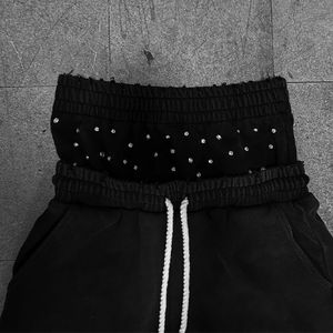 Pantalones Cortos de Mezclilla Sólidos con Parches Bordados Personalizados para Hombre, Estilo Vintage, Lavado Ácido, Rotos, Desgastados, de Doble Cintura Media, Casuales, Estilo Urbano - Product Image 6