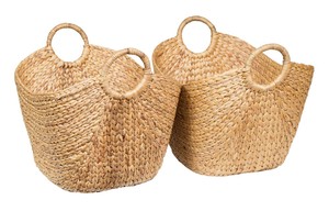 Eco-Friendly Woven Water Hyacinth Storage <b>Basket</b> with Handles Multipurpose Organizing for Home Laundry & Clothing Spaces - Product Image 4