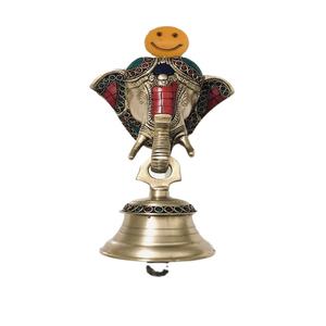 ระฆังทองเหลืองทำด้วยมือพระพิฆเนศพร้อมที่แขวนสำหรับกระดิ่งวัดระฆังทองเหลืองกระดิ่งพระพิฆเนศพร้อมงานหิน - Product Image 1