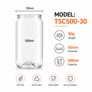 กระป๋องชา PET ขนาด 500 มล. ฝาเปิดง่าย 30 กรัม สำหรับเครื่องปิดฝากระป๋องและบรรจุภัณฑ์เครื่องดื่ม - Product Image 5
