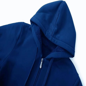 Sweat à capuche zippé décontracté en molleton de coton épais, uni, unisexe, streetwear, avec logo personnalisé, pour hommes - Product Image 3