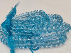 Cuentas facetadas de topacio azul cielo natural en forma de rondel, vendidas por hebra de 8 pulgadas de largo - Product Image 4