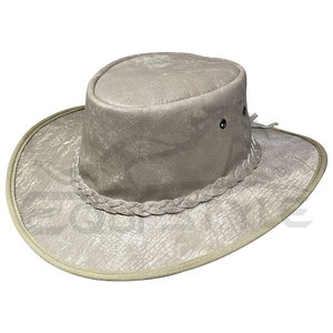 Beige Cowboy <b>Hat</b> Braided <b>Band</b> Crushable Leather Western <b>Hats</b> Adult Fashion High Quality Outdoor Travel <b>Hat</b> OEM - Product Image 1