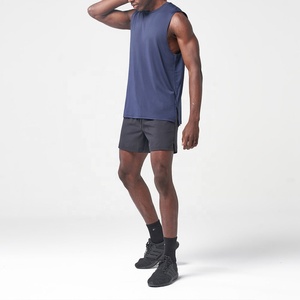 Débardeur d'entraînement décontracté bleu pour homme, 90 % polyester, 10 % élasthanne, séchage rapide, style imprimé, grandes tailles pour la musculation - Product Image 4