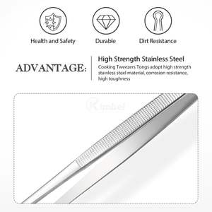 Pince de cuisine droite à pointe fine en acier inoxydable, pince de précision pour la présentation des plats gastronomiques, outil de chef - Product Image 2