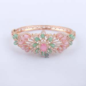 Kishi Fusion Designer Gold-Plated Gemstone Bangles with Diamond & Moissanite - Product Image 4