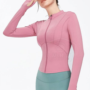 <b>Lightweight</b> Breathable Quick Dry Gym <b>Running</b> <b>Jacket</b> for Women Comfortable Fabric Long Sleeve <b>Jacket</b> Stand Neck Style - Product Image 3
