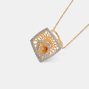 Collar con Colgante de Diamante Cultivado en Laboratorio con Filigrana Geométrica en Oro Amarillo - Product Image 3